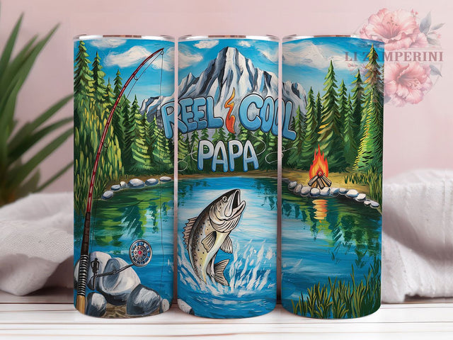 Reel Cool Dad Fishing Tumbler, Father's Day Tumbler, Papa Tumbler, Reel Cool Dad, Fisherman Gift, 20oz Sublimation Wrap, Outdoor Lover Tumbler Sublimation Li Zamperini 