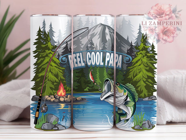 Reel Cool Dad Fishing Tumbler, Father's Day Tumbler, Papa Tumbler, Reel Cool Dad, Fisherman Gift, 20oz Sublimation Wrap, Outdoor Lover Tumbler Sublimation Li Zamperini 