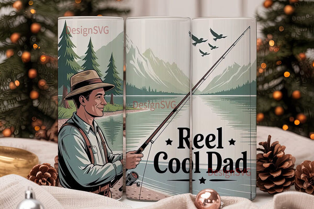 Reel Cool Dad Fishing Tumbler Wrap Sublimation DesignSVG 