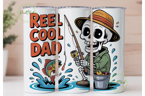Reel Cool Dad Fishing Tumbler Wrap Sublimation PixelChick 