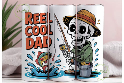 Reel Cool Dad Fishing Tumbler Wrap Sublimation PixelChick 
