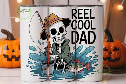 Reel Cool Dad Fishing Tumbler Wrap Sublimation PixelChick 