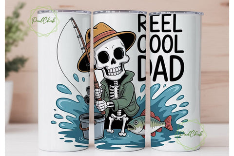Reel Cool Dad Fishing Tumbler Wrap Sublimation PixelChick 