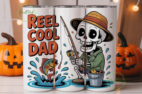 Reel Cool Dad Fishing Tumbler Wrap Sublimation PixelChick 