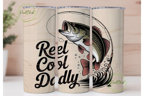 Reel Cool Daddy 20oz Tumbler Wrap Sublimation PixelChick 