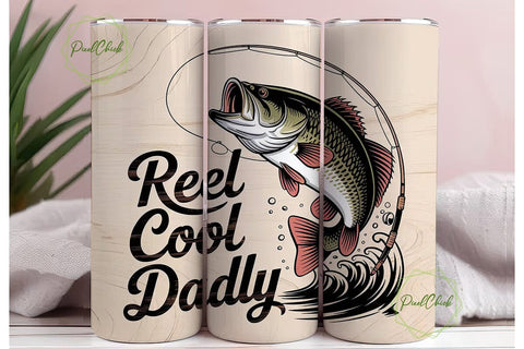 Reel Cool Daddy 20oz Tumbler Wrap Sublimation PixelChick 
