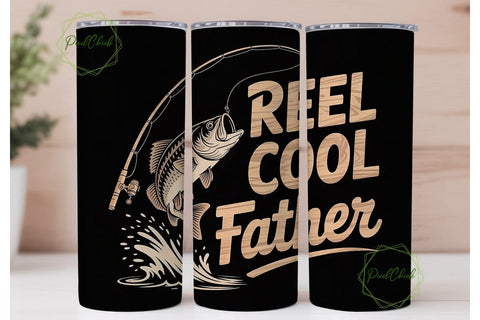 Reel Cool Father 20oz Tumbler Wrap Sublimation PixelChick 