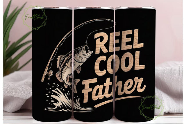 Reel Cool Father 20oz Tumbler Wrap Sublimation PixelChick 