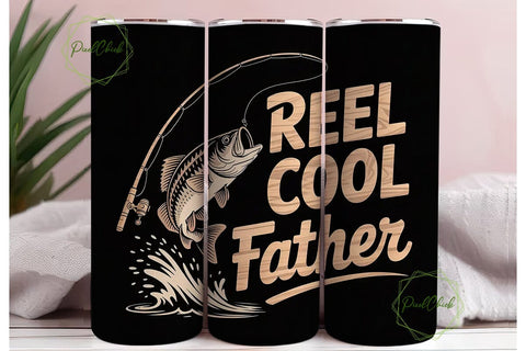 Reel Cool Father 20oz Tumbler Wrap Sublimation PixelChick 