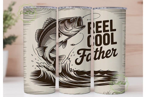 Reel Cool Father 20oz Tumbler Wrap Sublimation PixelChick 
