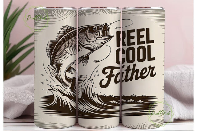 Reel Cool Father 20oz Tumbler Wrap Sublimation PixelChick 