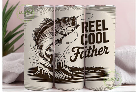 Reel Cool Father 20oz Tumbler Wrap Sublimation PixelChick 