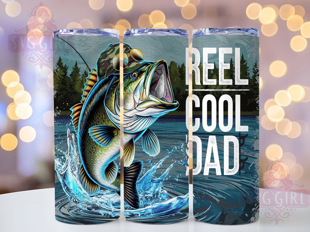 Reel Cool Fishing Dad Tumbler Wrap, Reel Cool Dad Cup, 20oz Fisherman Tumbler Wrap, Funny Dad Gift PNG, Bass Fishing Tumbler, Outdoorsman Gift Cup, Father's Day Fishing Tumbler Sublimation SvggirlplusArt 