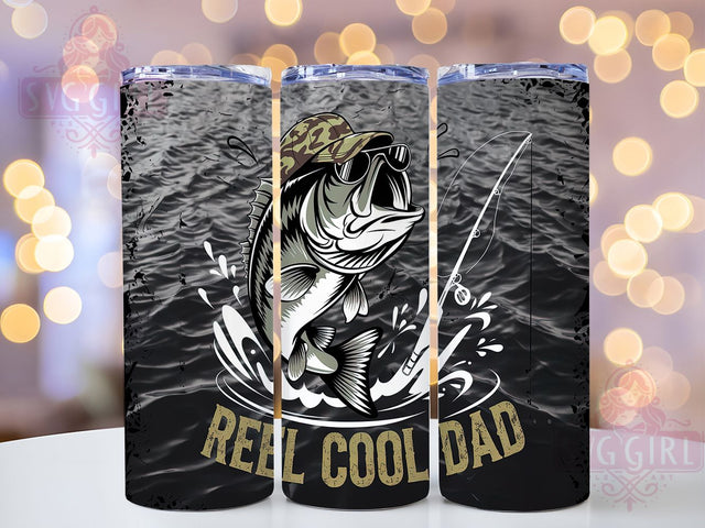 Reel Cool Fishing Dad Tumbler Wrap, Reel Cool Dad Cup, 20oz Fisherman Tumbler Wrap, Funny Dad Gift PNG, Bass Fishing Tumbler, Outdoorsman Gift Cup, Father's Day Fishing Tumbler Sublimation SvggirlplusArt 