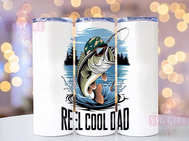 Reel Cool Fishing Dad Tumbler Wrap, Reel Cool Dad Cup, 20oz Fisherman Tumbler Wrap, Funny Dad Gift PNG, Bass Fishing Tumbler, Outdoorsman Gift Cup, Father's Day Fishing Tumbler Sublimation SvggirlplusArt 