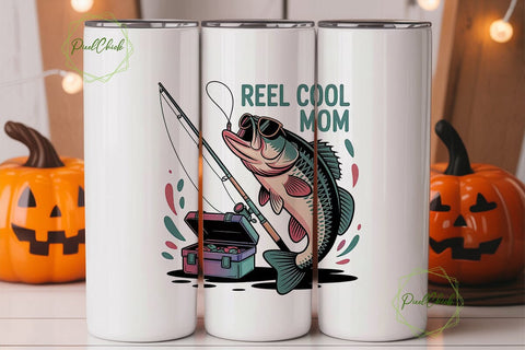 Reel Cool Mom 20oz Tumbler Wrap Sublimation PixelChick 