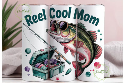 Reel Cool Mom 20oz Tumbler Wrap Sublimation PixelChick 