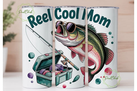 Reel Cool Mom 20oz Tumbler Wrap Sublimation PixelChick 