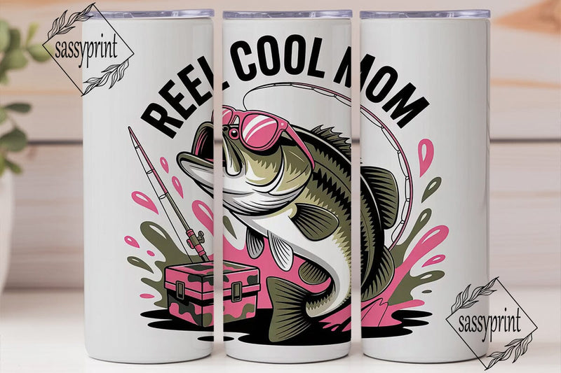Reel Cool Mom 20oz Tumbler Wrap Sublimation sassyprint 