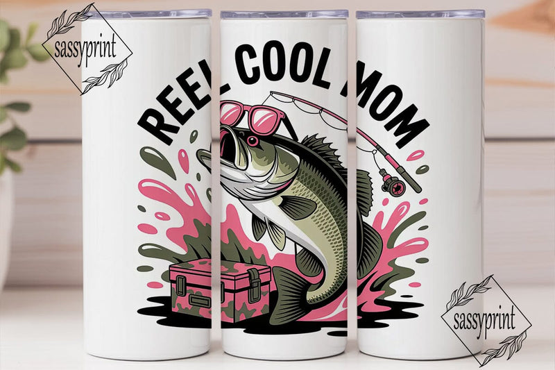 Reel Cool Mom 20oz Tumbler Wrap Sublimation sassyprint 