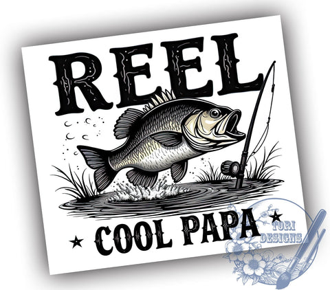 Reel Cool Papa Fishing Tumbler Wrap, 20oz Tumbler Wrap, Dad Fishing Gift, Outdoor Enthusiast Mug, Personalized Fishing Tumbler, Fisherman Gift Idea Sublimation ToriDesigns 