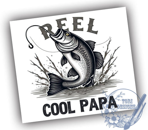 Reel Cool Papa Fishing Tumbler Wrap, 20oz Tumbler Wrap, Dad Fishing Gift, Outdoor Enthusiast Mug, Personalized Fishing Tumbler, Fisherman Gift Idea Sublimation ToriDesigns 