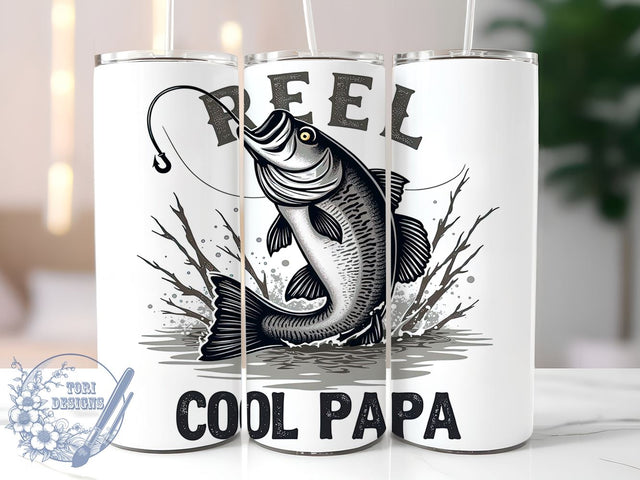 Reel Cool Papa Fishing Tumbler Wrap, 20oz Tumbler Wrap, Dad Fishing Gift, Outdoor Enthusiast Mug, Personalized Fishing Tumbler, Fisherman Gift Idea Sublimation ToriDesigns 