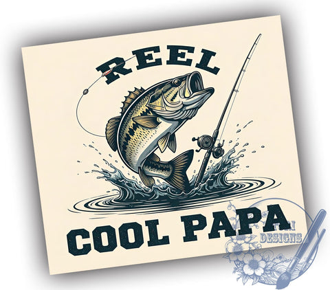 Reel Cool Papa Fishing Tumbler Wrap, 20oz Tumbler Wrap, Dad Fishing Gift, Outdoor Enthusiast Mug, Personalized Fishing Tumbler, Fisherman Gift Idea Sublimation ToriDesigns 