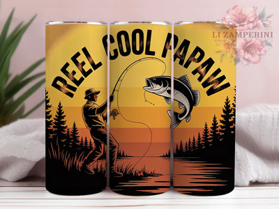 Reel Cool Papaw 20oz Tumbler, Outdoor Fishing Wrap, Funny Papaw Design, Fishing Humor Wrap, Sublimation Wrap, 20oz Tumbler Design, PNG Tumbler Wrap Sublimation Li Zamperini 