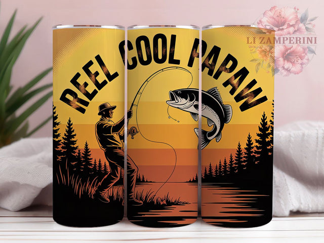 Reel Cool Papaw 20oz Tumbler, Outdoor Fishing Wrap, Funny Papaw Design, Fishing Humor Wrap, Sublimation Wrap, 20oz Tumbler Design, PNG Tumbler Wrap Sublimation Li Zamperini 