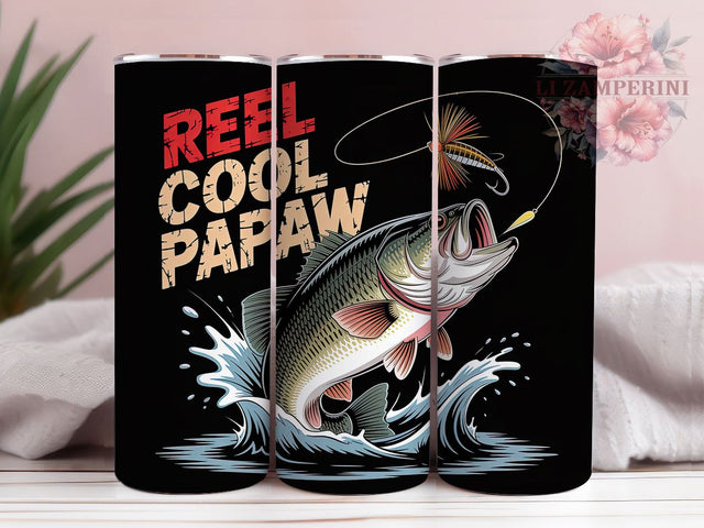 Reel Cool Papaw 20oz Tumbler, Reel Cool Papaw, Gift For Grandpa, Outdoor Adventure, Fishing, 20oz Tumbler Wrap, PNG Sublimation Design Sublimation Li Zamperini 