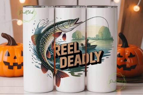 Reel Deadly Fishing 20oz Tumbler Wrap Sublimation PixelChick 