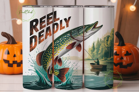 Reel Deadly Fishing 20oz Tumbler Wrap Sublimation PixelChick 