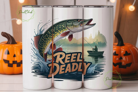 Reel Deadly Fishing 20oz Tumbler Wrap Sublimation PixelChick 