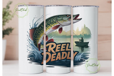 Reel Deadly Fishing 20oz Tumbler Wrap Sublimation PixelChick 