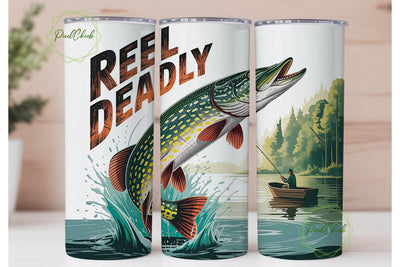 Reel Deadly Fishing 20oz Tumbler Wrap Sublimation PixelChick 