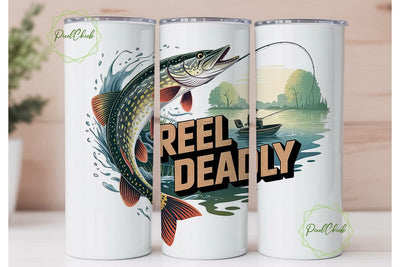 Reel Deadly Fishing 20oz Tumbler Wrap Sublimation PixelChick 