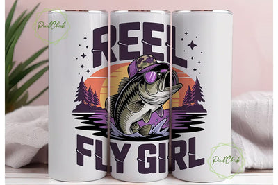Reel Fly Girl 20oz Tumbler Wrap Sublimation PixelChick 