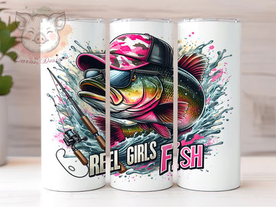 Reel Girls Fish 20oz Tumbler Png, Straight & Tapered Tumbler Png, Girls Fishing Tumbler Png, Digital Download PNG Sublimation Lara' s Designs 