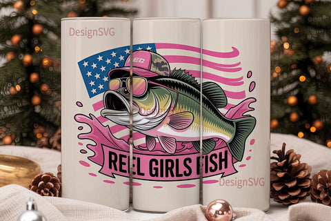 Reel Girls Fish 20oz Tumbler Wrap Sublimation DesignSVG 
