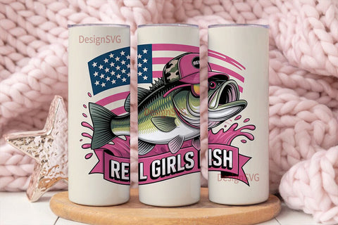 Reel Girls Fish 20oz Tumbler Wrap Sublimation DesignSVG 