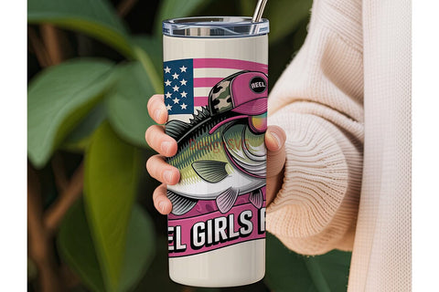 Reel Girls Fish 20oz Tumbler Wrap Sublimation DesignSVG 
