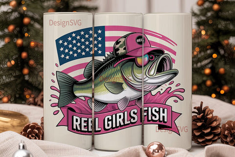 Reel Girls Fish 20oz Tumbler Wrap Sublimation DesignSVG 