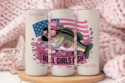 Reel Girls Fish 20oz Tumbler Wrap Sublimation DesignSVG 