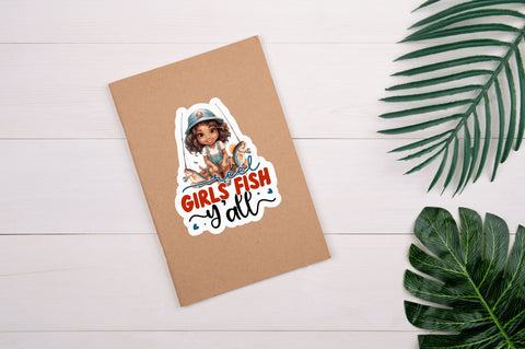Reel girls fish Sticker Design Sublimation Regulrcrative 