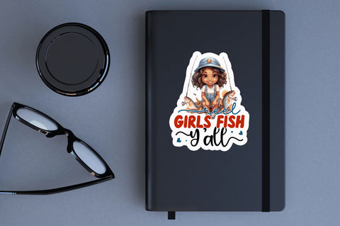 Reel girls fish Sticker Design Sublimation Regulrcrative 