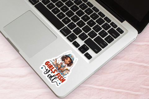 Reel girls fish Sticker Design Sublimation Regulrcrative 
