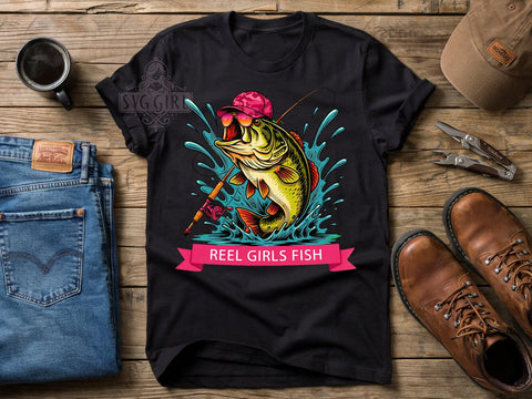 Reel Girls Fishing T-Shirt PNG, Fishing Shirt, Outdoor Lifestyle, Angler Apparel, Sublimation PNG, Women Fish, Sport Fishing Sublimation SvggirlplusArt 