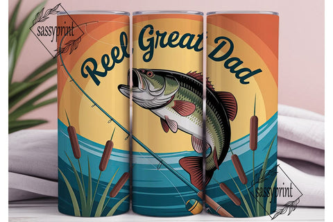 Reel Great Dad 20oz Tumbler Wrap Sublimation sassyprint 