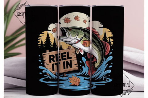 Reel It In Fishing 20oz Tumbler Wrap Sublimation sassyprint 